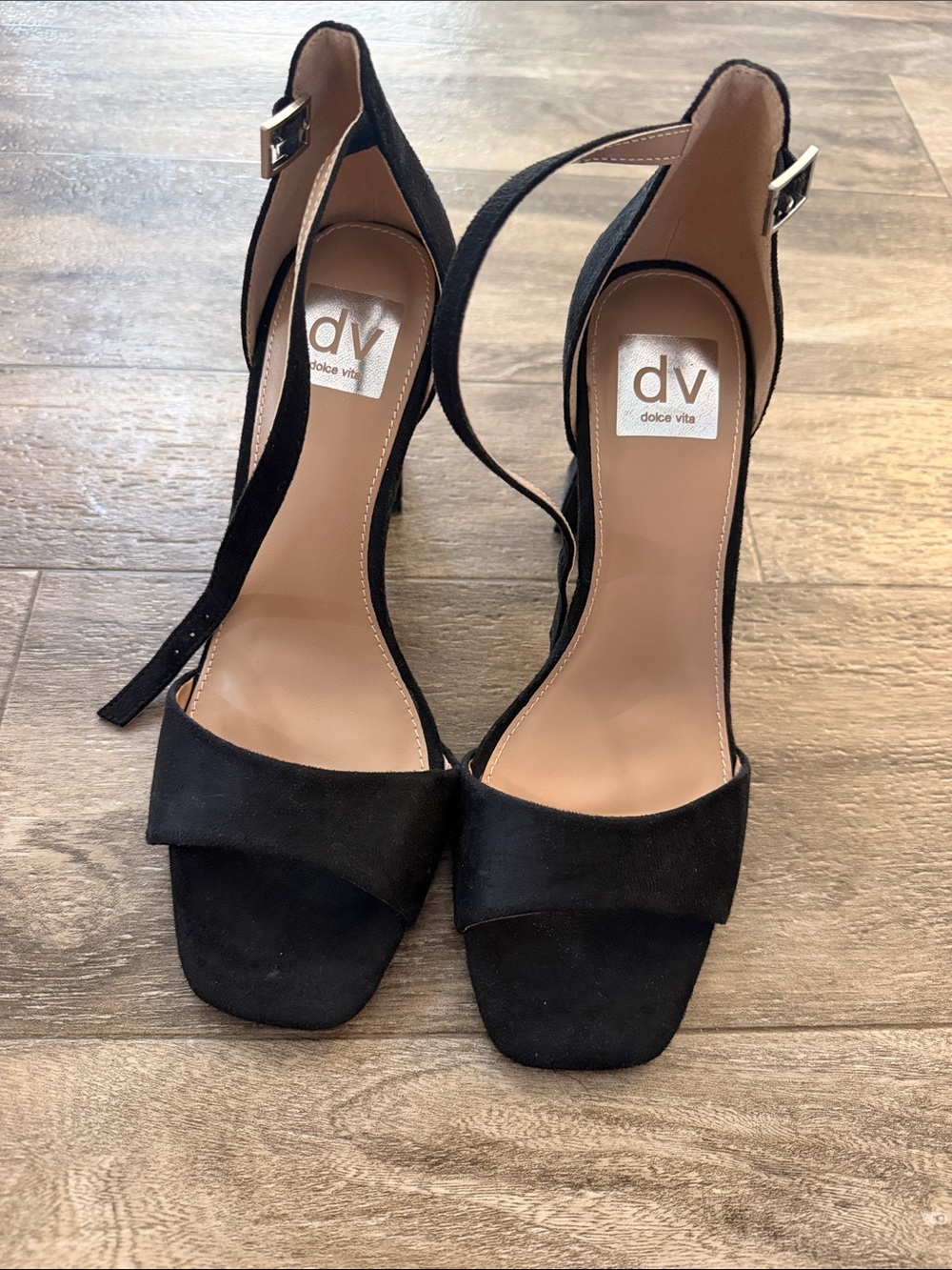 Dolce Vita Black Suede Open-Toe Ankle Strap Heels